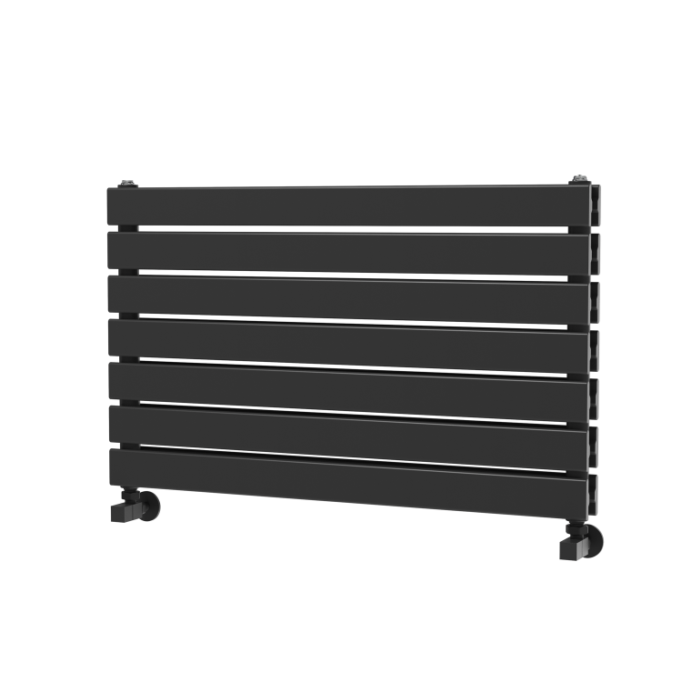 Riace Linea Midnight Black Flat Designer Radiator 490x800mm Double Panel 2369 BTU - Horizontal Bars