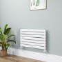 Riace Linea White Flat Designer Radiator 490x800mm Double Panel 2369 BTU - Horizontal Bars