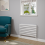 Riace Linea White Flat Designer Radiator 490x800mm Double Panel 2369 BTU - Horizontal Bars