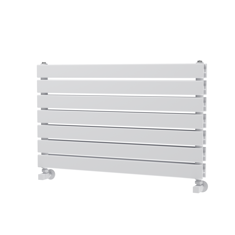 Riace Linea White Flat Designer Radiator 490x800mm Double Panel 2369 BTU - Horizontal Bars