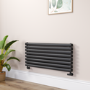 Sorrento Linea Midnight Black Oval Designer Radiator 472x1000mm Double Panel 2952 BTU - Horizontal Bars