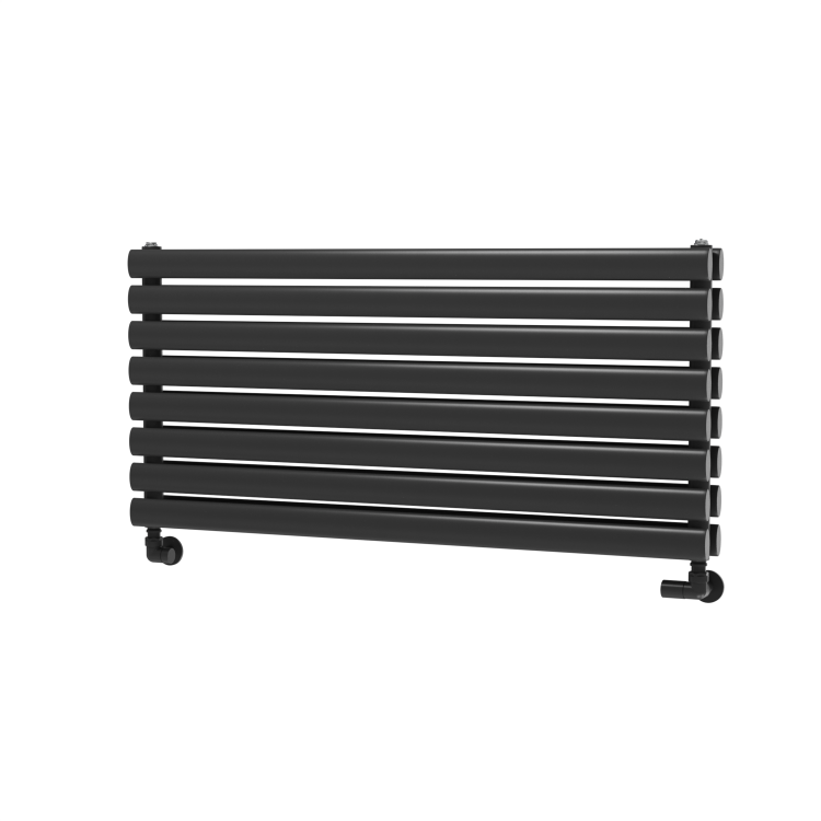 Sorrento Linea Midnight Black Oval Designer Radiator 472x1000mm Double Panel 2952 BTU - Horizontal Bars