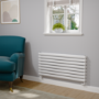 Sorrento Linea White Oval Designer Radiator 472x1000mm Double Panel 2952 BTU - Horizontal Bars
