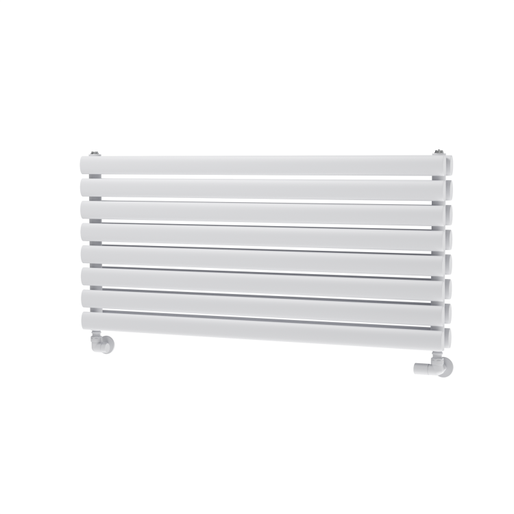 Sorrento Linea White Oval Designer Radiator 472x1000mm Double Panel 2952 BTU - Horizontal Bars