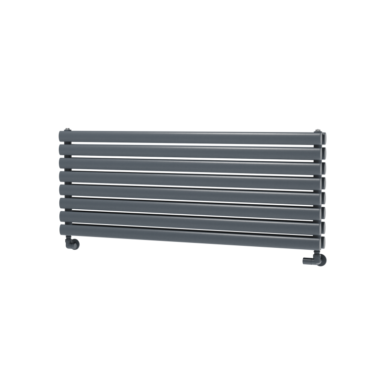 Sorrento Linea Dark Grey Anthracite Oval Designer Radiator 472x1200mm Double Panel 3485 BTU - Horizontal Bars