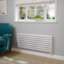 Sorrento Linea White Oval Designer Radiator 472x1200mm Double Panel 3485 BTU - Horizontal Bars