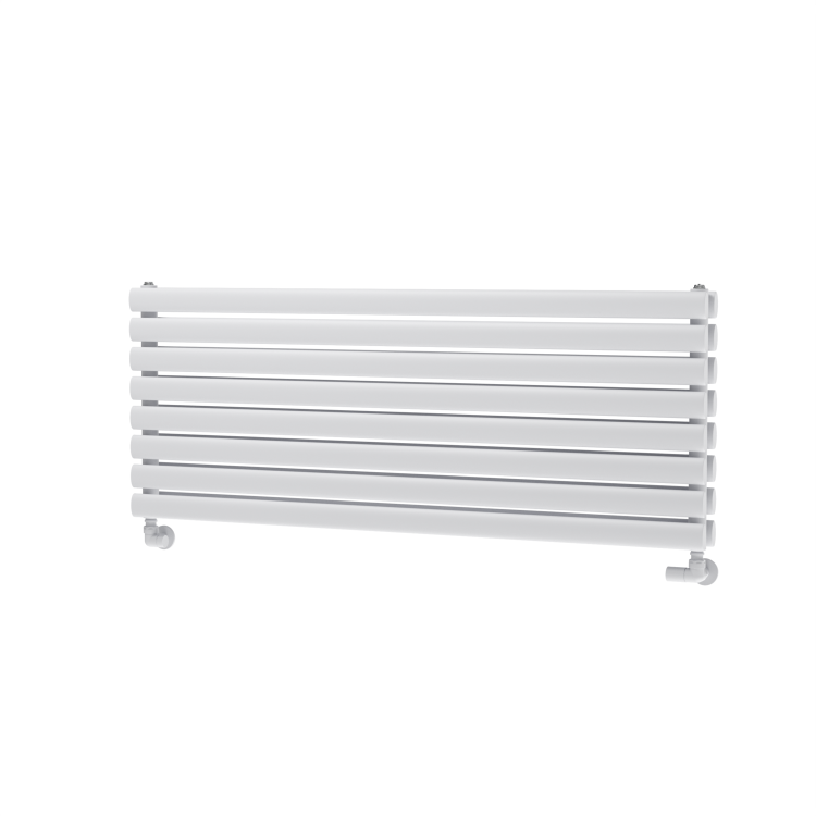 Sorrento Linea White Oval Designer Radiator 472x1200mm Double Panel 3485 BTU - Horizontal Bars