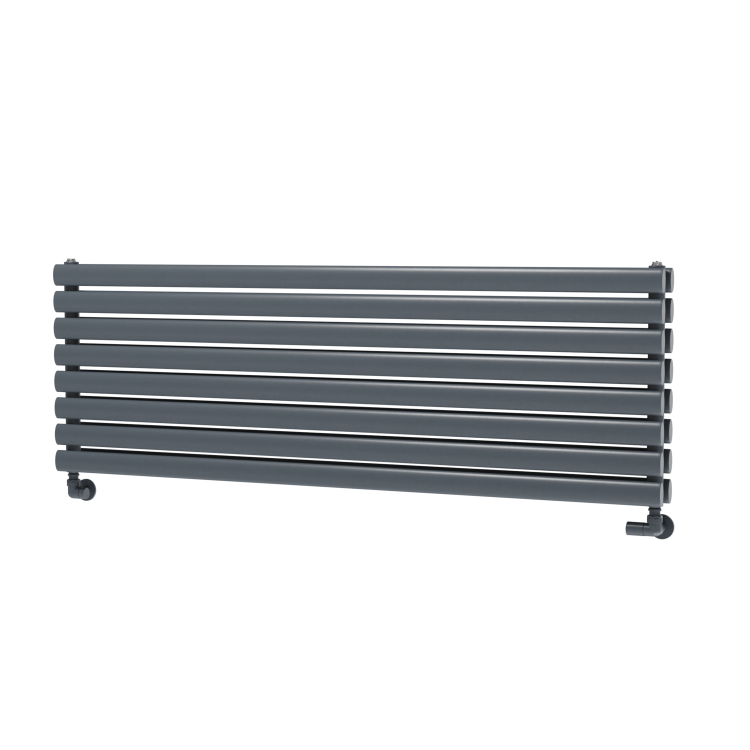 Sorrento Linea Dark Grey Anthracite Oval Designer Radiator 472x1400mm Double Panel 4010 BTU - Horizontal Bars