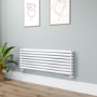 Sorrento Linea White Oval Designer Radiator 472x1400mm Double Panel 4010 BTU - Horizontal Bars