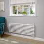 Sorrento Linea White Oval Designer Radiator 472x1400mm Double Panel 4010 BTU - Horizontal Bars