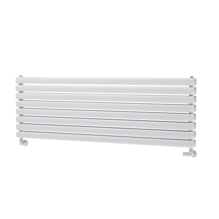 Sorrento Linea White Oval Designer Radiator 472x1400mm Double Panel 4010 BTU - Horizontal Bars