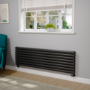 Sorrento Linea Midnight Black Oval Designer Radiator 472x1600mm Double Panel 4539 BTU - Horizontal Bars