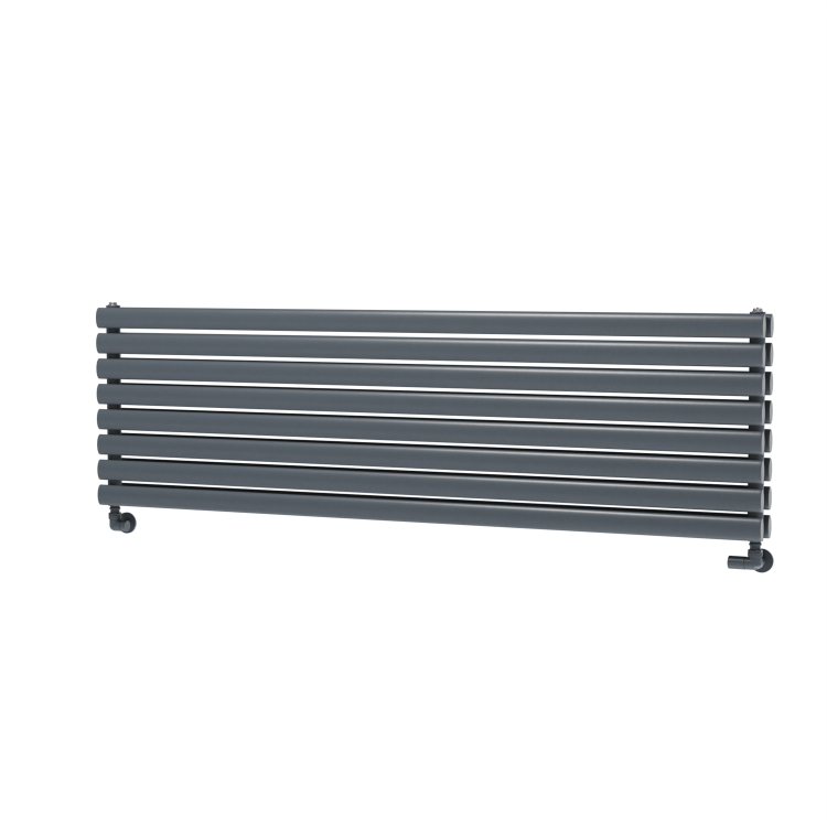 Sorrento Linea Dark Grey Anthracite Oval Designer Radiator 472x1600mm Double Panel 4539 BTU - Horizontal Bars
