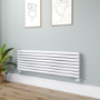 Sorrento Linea White Oval Designer Radiator 472x1600mm Double Panel 4539 BTU - Horizontal Bars