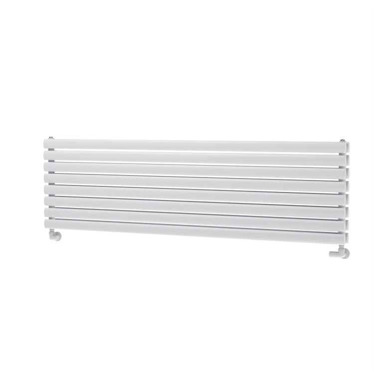 Sorrento Linea White Oval Designer Radiator 472x1600mm Double Panel 4539 BTU - Horizontal Bars