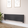Sorrento Midnight Black Oval Designer Radiator 472x1800mm Double Panel 5072 BTU
