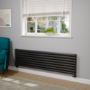 Sorrento Midnight Black Oval Designer Radiator 472x1800mm Double Panel 5072 BTU