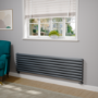 Sorrento Linea Dark Grey Anthracite Oval Designer Radiator 472x1800mm Double Panel 5072 BTU - Horizontal Bars