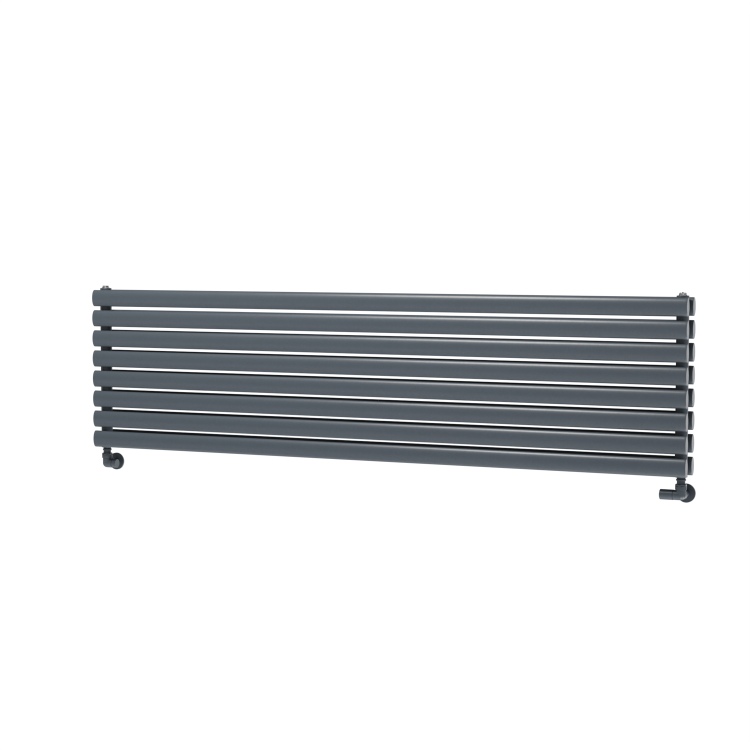 Sorrento Linea Dark Grey Anthracite Oval Designer Radiator 472x1800mm Double Panel 5072 BTU - Horizontal Bars
