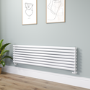 Sorrento Linea White Oval Designer Radiator 472x1800mm Double Panel 5072 BTU - Horizontal Bars