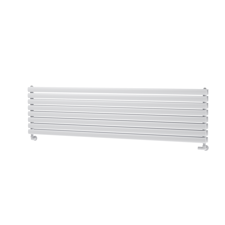 Sorrento Linea White Oval Designer Radiator 472x1800mm Double Panel 5072 BTU - Horizontal Bars