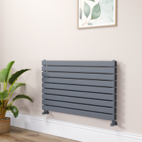 Riace Linea Dark Grey Anthracite Flat Designer Radiator 630x1000mm Double Panel 3727 BTU - Horizontal Bars
