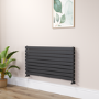 Riace Linea Midnight Black Flat Designer Radiator 630x1200mm Double Panel 4386 BTU - Horizontal Bars