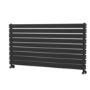 Riace Linea Midnight Black Flat Designer Radiator 630x1200mm Double Panel 4386 BTU - Horizontal Bars