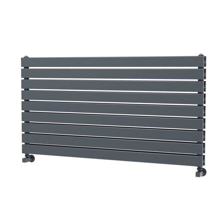 Riace Linea Dark Grey Anthracite Flat Designer Radiator 630x1200mm Double Panel 4386 BTU - Horizontal Bars