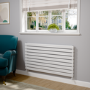 Riace Linea White Flat Designer Radiator 630x1200mm Double Panel 4386 BTU - Horizontal Bars