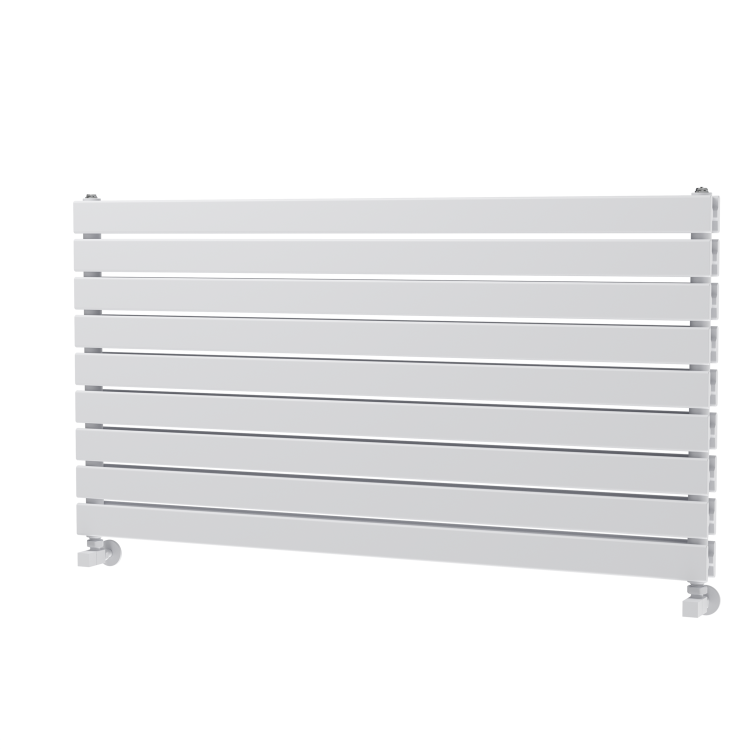 Riace Linea White Flat Designer Radiator 630x1200mm Double Panel 4386 BTU - Horizontal Bars