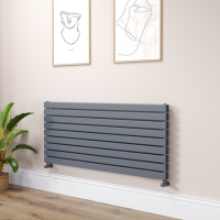 Riace Linea Dark Grey Anthracite Flat Designer Radiator 630x1400mm Double Panel 5027 BTU - Horizontal Bars