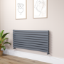Riace Linea Dark Grey Anthracite Flat Designer Radiator 630x1400mm Double Panel 5027 BTU - Horizontal Bars