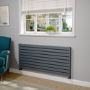 Riace Linea Dark Grey Anthracite Flat Designer Radiator 630x1400mm Double Panel 5027 BTU - Horizontal Bars