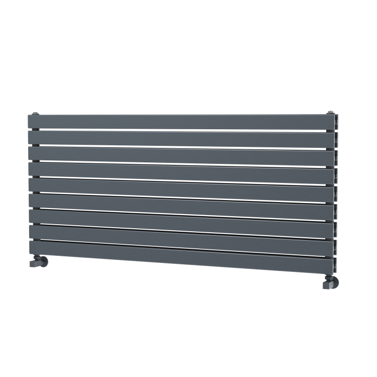 Riace Linea Dark Grey Anthracite Flat Designer Radiator 630x1400mm Double Panel 5027 BTU - Horizontal Bars