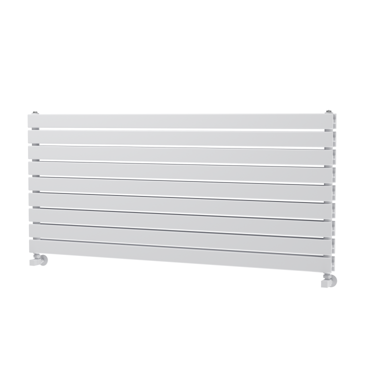 Riace Linea White Flat Designer Radiator 630x1400mm Double Panel 5027 BTU - Horizontal Bars