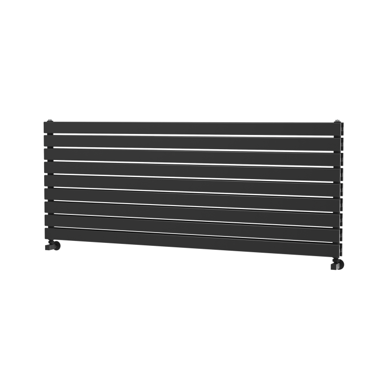 Riace Linea Midnight Black Flat Designer Radiator 630x1600mm Double Panel 5648 BTU - Horizontal Bars