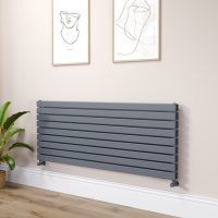 Riace Linea Dark Grey Anthracite Flat Designer Radiator 630x1600mm Double Panel 5648 BTU - Horizontal Bars
