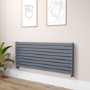 Riace Linea Dark Grey Anthracite Flat Designer Radiator 630x1600mm Double Panel 5648 BTU - Horizontal Bars