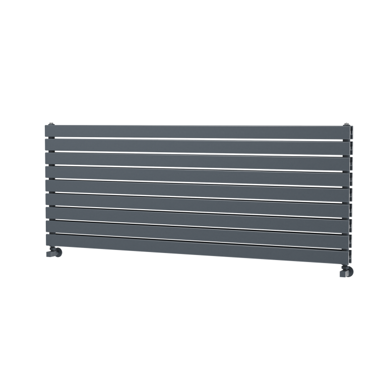 Riace Linea Dark Grey Anthracite Flat Designer Radiator 630x1600mm Double Panel 5648 BTU - Horizontal Bars