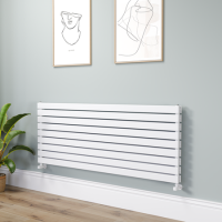 Riace Linea White Flat Designer Radiator 630x1600mm Double Panel 5648 BTU - Horizontal Bars