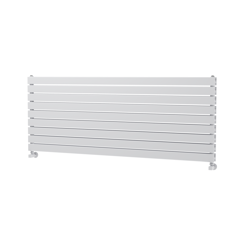 Riace Linea White Flat Designer Radiator 630x1600mm Double Panel 5648 BTU - Horizontal Bars
