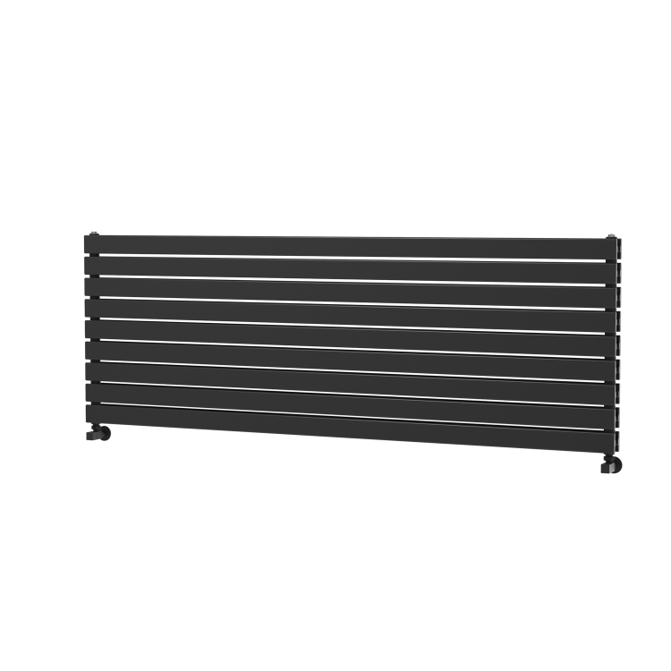 Riace Linea Midnight Black Flat Designer Radiator 630x1800mm Double Panel 6256 BTU - Horizontal Bars