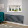 Riace Linea Dark Grey Anthracite Flat Designer Radiator 630x1800mm Double Panel 6256 BTU - Horizontal Bars