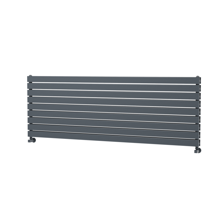 Riace Linea Dark Grey Anthracite Flat Designer Radiator 630x1800mm Double Panel 6256 BTU - Horizontal Bars