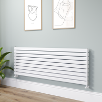 Riace Linea White Flat Designer Radiator 630x1800mm Double Panel 6256 BTU - Horizontal Bars