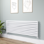 Riace Linea White Flat Designer Radiator 630x1800mm Double Panel 6256 BTU - Horizontal Bars