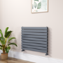 Riace Linea Dark Grey Anthracite Flat Designer Radiator 630x800mm Double Panel 3044 BTU - Horizontal Bars