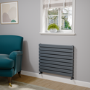 Riace Linea Dark Grey Anthracite Flat Designer Radiator 630x800mm Double Panel 3044 BTU - Horizontal Bars