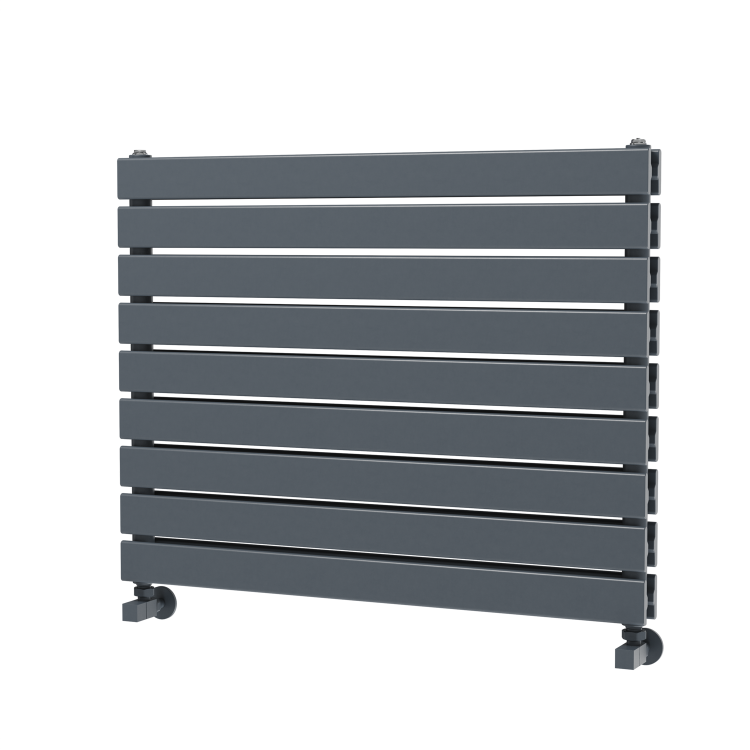 Riace Linea Dark Grey Anthracite Flat Designer Radiator 630x800mm Double Panel 3044 BTU - Horizontal Bars